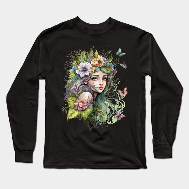 Watercolor Fairy #4 Long Sleeve T-Shirt by Chromatic Fusion Studio